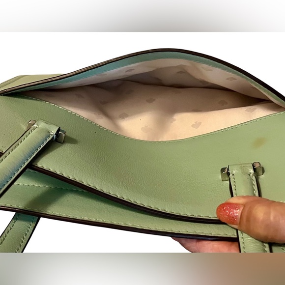 Hostess Pick ☄️🥳 Kate Spade Mint Green Satchel Crossbody Silver Color Hardware - Picture 12 of 13